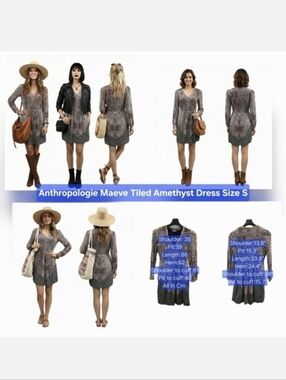 Anthropologie Maeve Tiled Amethyst Dress Size S